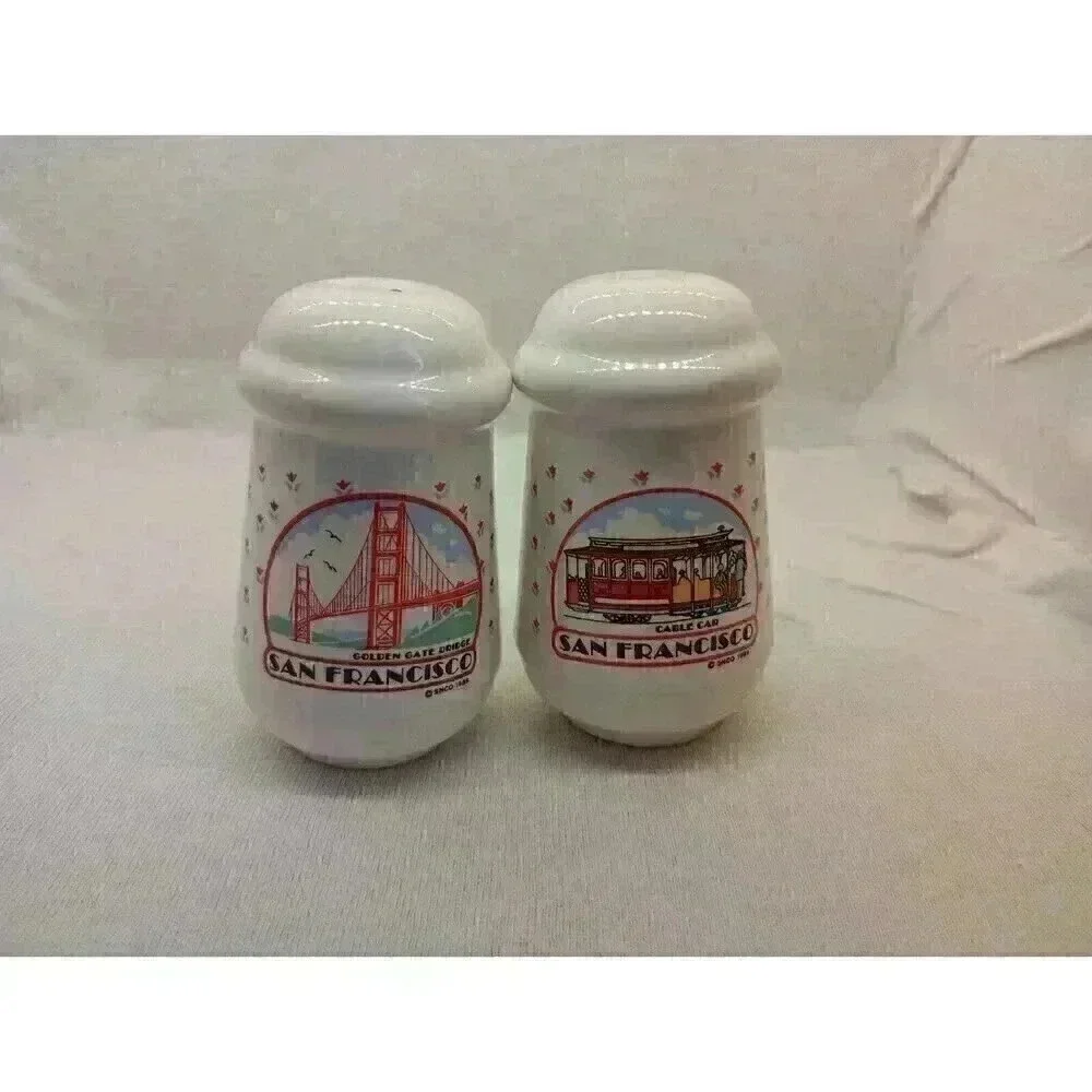 Vintage San Francisco Souvenir Salt Pepper Shaker Bridge Tram Collectable Decor